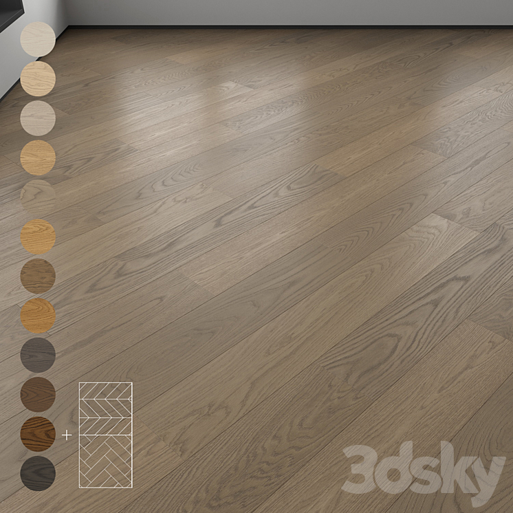 Parquet 12 colors Linear herringbone chevron setmulti2 3DS Max Model - thumbnail 1