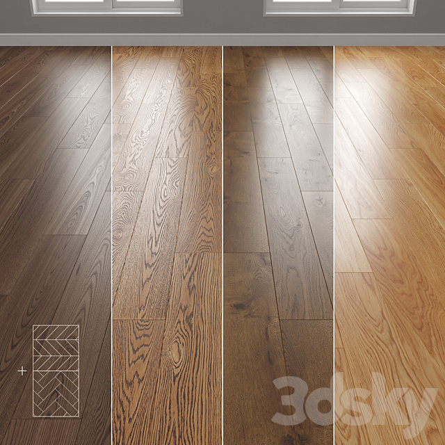 Parquet 4 colors Linear herringbone chevron setquad1 3ds Max - thumbnail 1