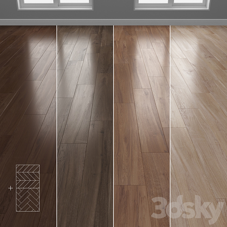 Parquet 4 colors Linear herringbone chevron setquad11 3DS Max Model - thumbnail 1