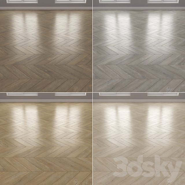 Parquet 4 colors Linear herringbone chevron setquad4 3ds Max - thumbnail 3