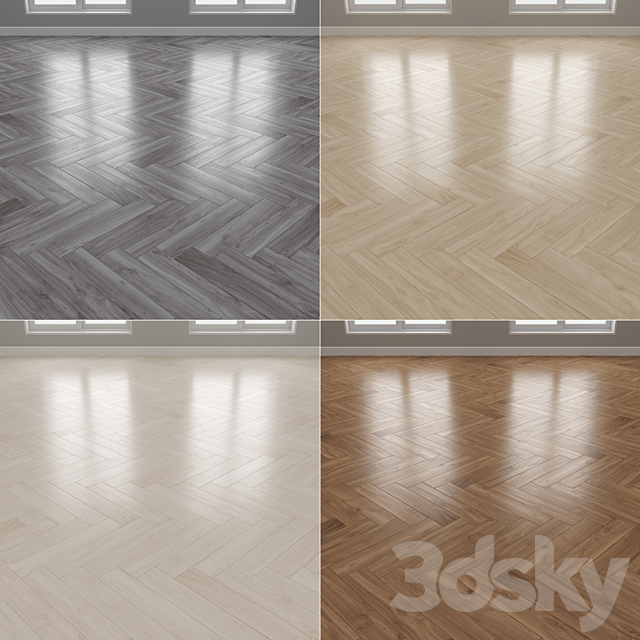 Parquet 4 colors Linear herringbone chevron setquad7 3DS Max Model - thumbnail 3