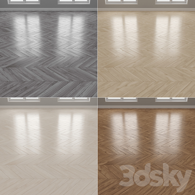 Parquet 4 colors Linear herringbone chevron setquad7 3DS Max Model - thumbnail 4