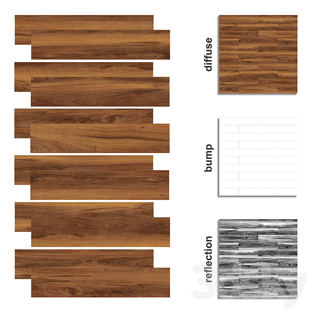 Parquet board from a pear tree 3ds Max - thumbnail 2