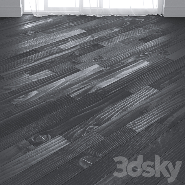 Parquet board from burned larch. 3ds Max - thumbnail 1