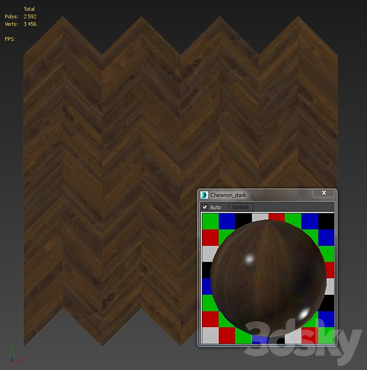 Parquet chevron classic dark 3DS Max - thumbnail 2