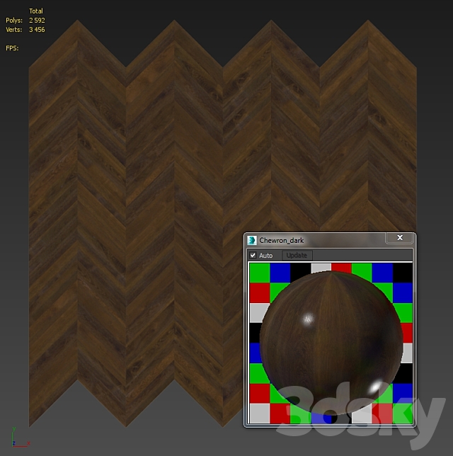 Parquet chevron classic dark 3DSMax File - thumbnail 2