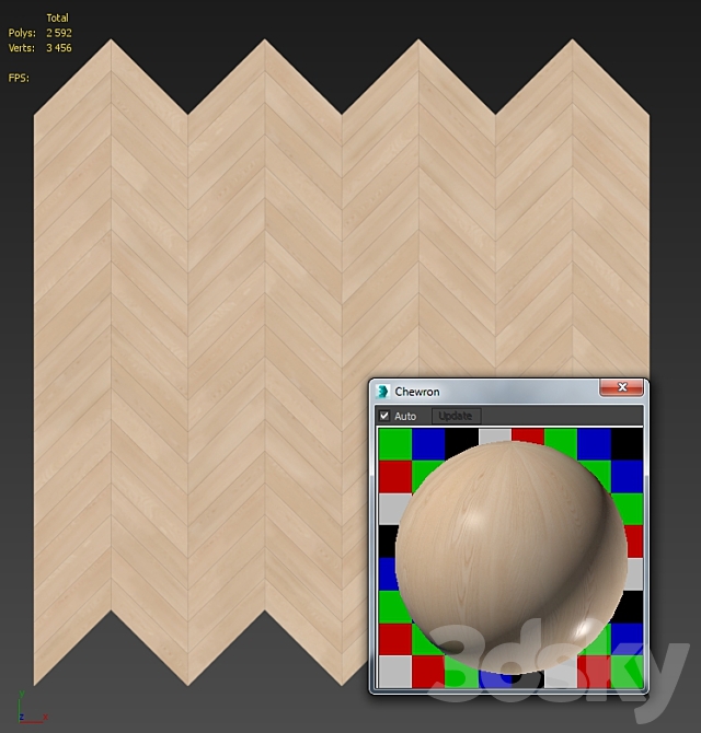 Parquet chevron classic light 3DS Max Model - thumbnail 2