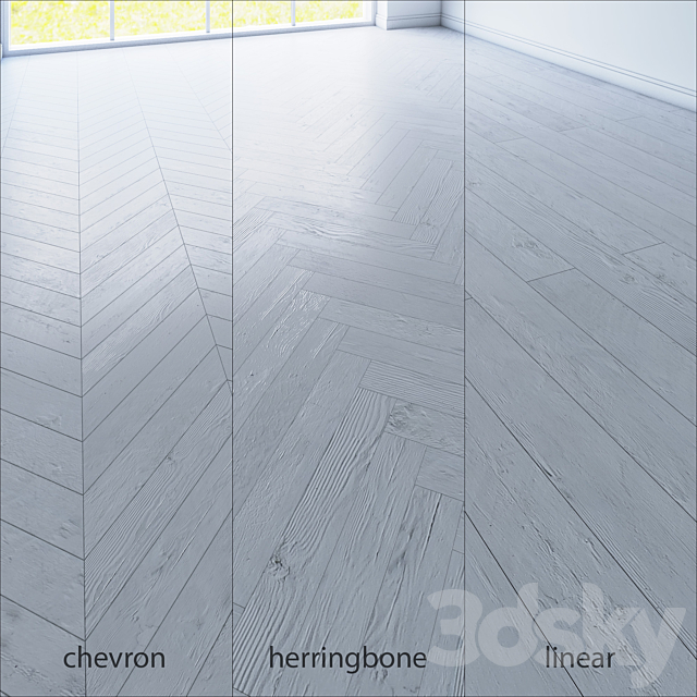 Parquet. Chevron herringbone straight. 3ds Max - thumbnail 1