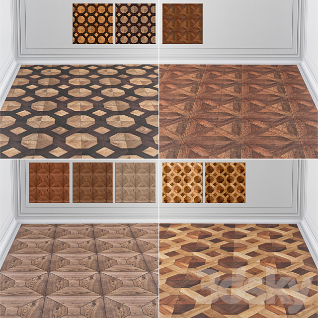 Parquet geometric pattern 3ds Max - thumbnail 1