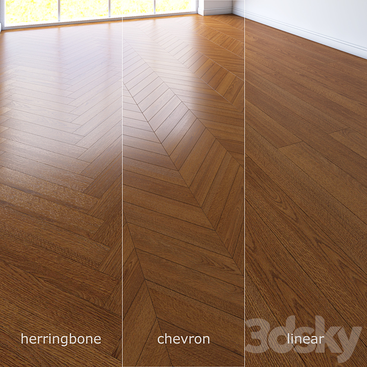 Parquet natural. Chevron herringbone straight. 3DS Max - thumbnail 1