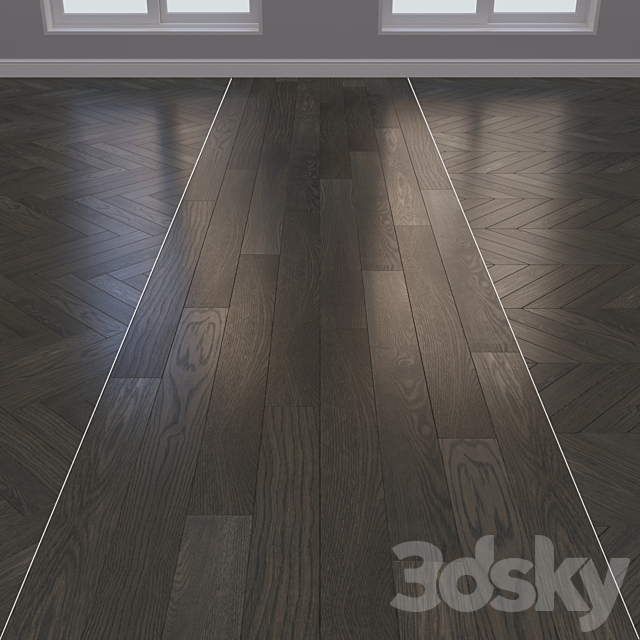 Parquet Oak 2 types layout Christmas tree chevron and linear setduo17 3ds Max - thumbnail 3