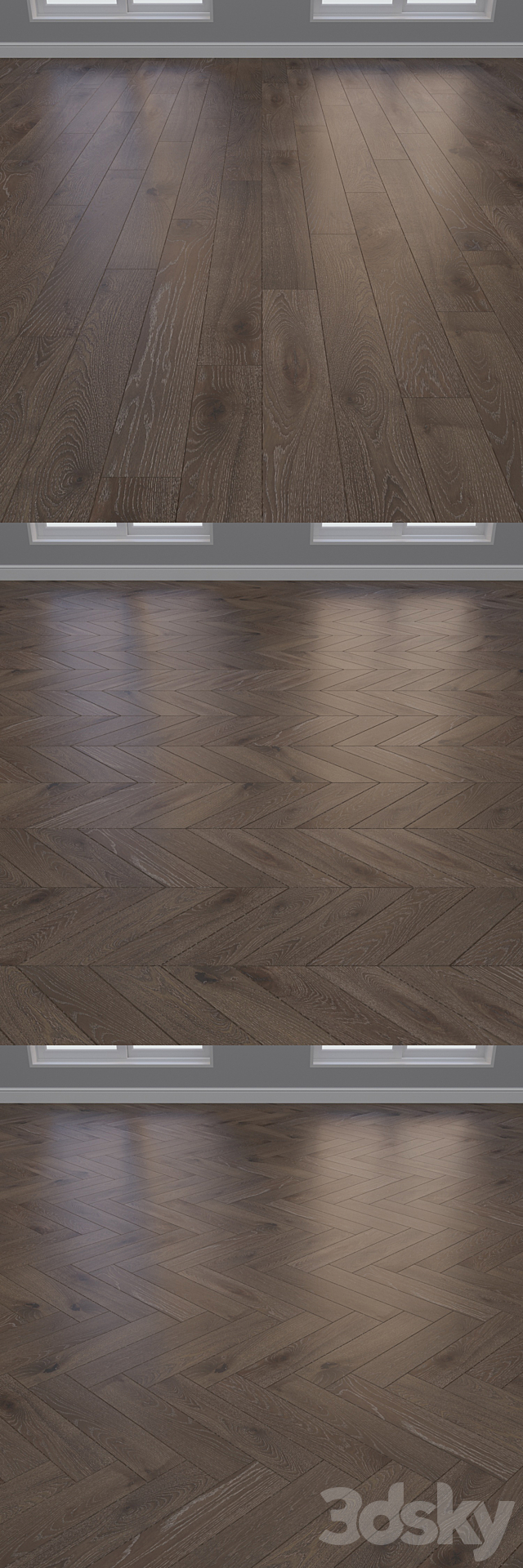 Parquet Oak 2 types layout Christmas tree chevron and linear setduo25 3DS Max Model - thumbnail 2