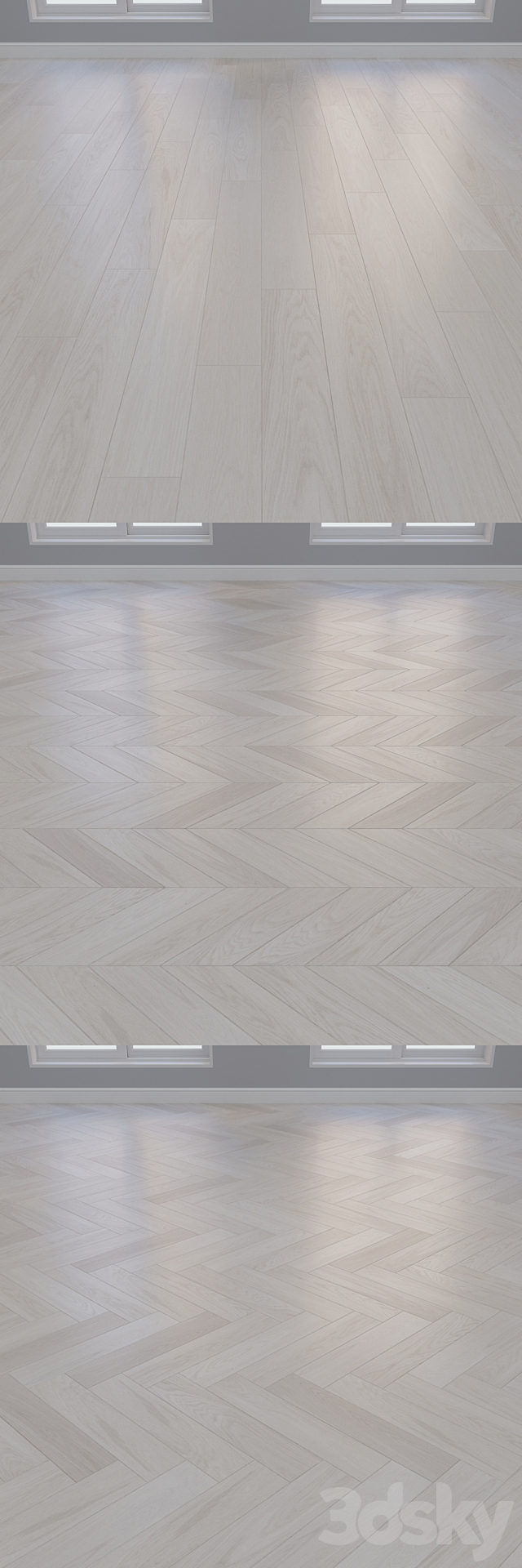 Parquet Oak 2 types layout Christmas tree chevron and linear setduo25 3DS Max Model - thumbnail 3