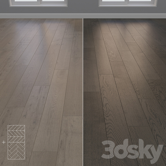 Parquet Oak 2 types layout Christmas tree chevron and linear setduo26 3ds Max - thumbnail 1