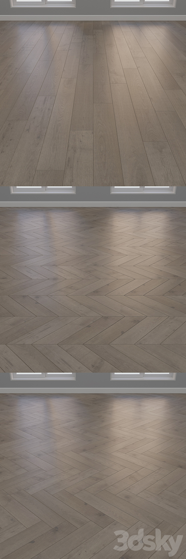 Parquet Oak 2 types layout Christmas tree chevron and linear setduo26 3ds Max - thumbnail 2