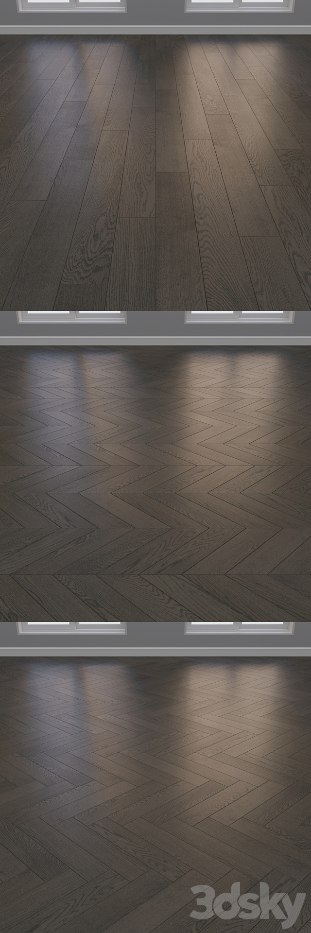 Parquet Oak 2 types layout Christmas tree chevron and linear setduo26 3ds Max - thumbnail 3