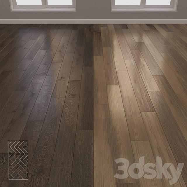 Parquet Oak 2 types layout herringbone chevron and linear setduo2 3ds Max - thumbnail 1