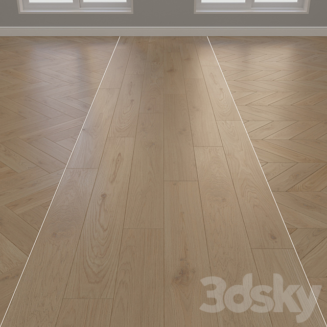 Parquet Oak 2 types layout herringbone chevron and linear setduo20 3DS Max Model - thumbnail 2