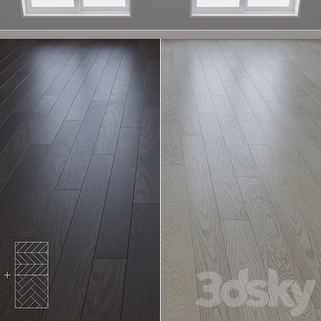 Parquet Oak 2 types layout herringbone chevron and linear setduo28 3ds Max - thumbnail 1