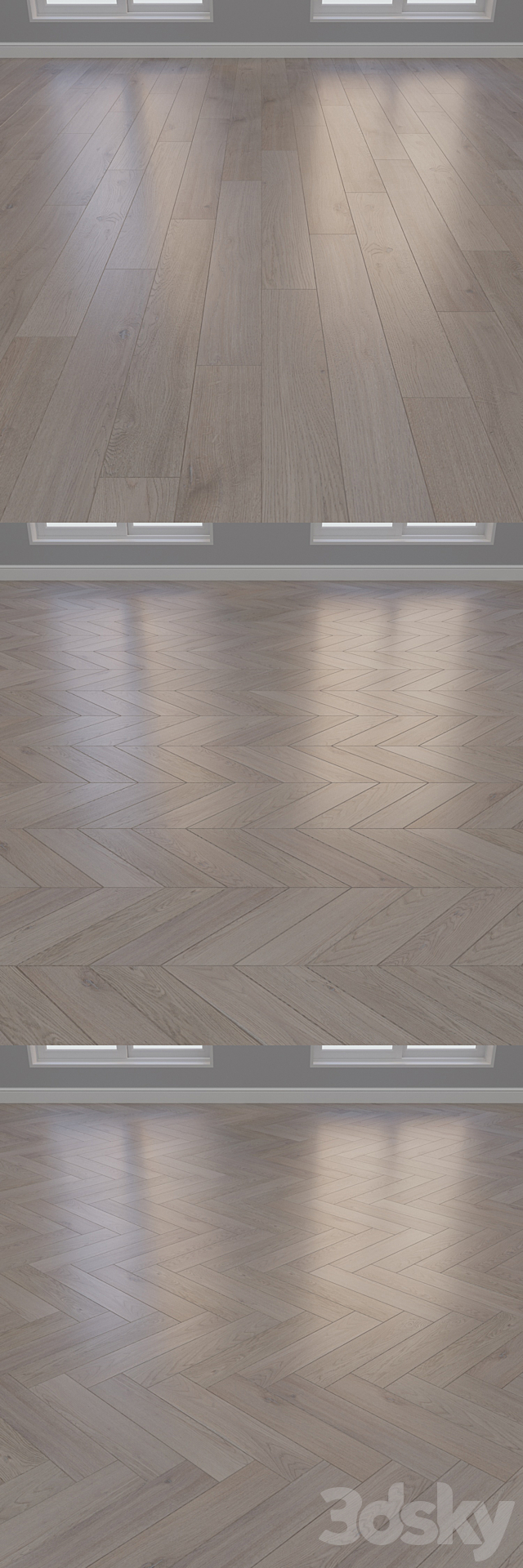 Parquet Oak 2 types layout herringbone chevron and linear setduo29 3ds Max - thumbnail 2