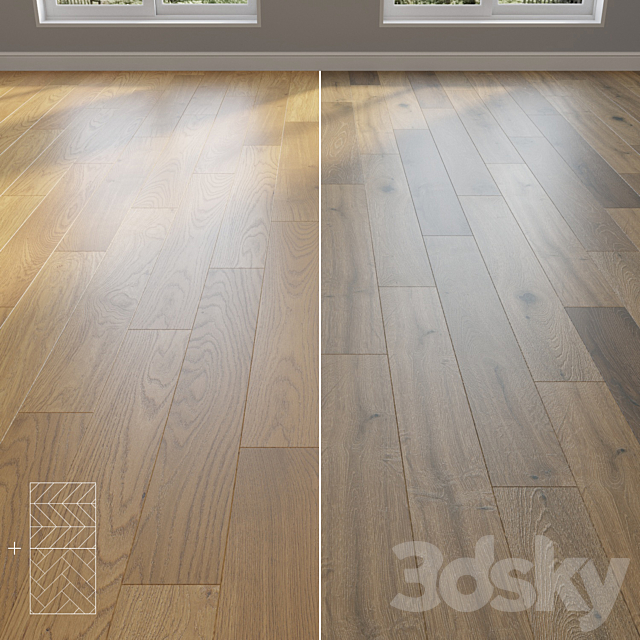 Parquet Oak 2 types layout herringbone chevron and linear setduo31 3ds Max - thumbnail 1