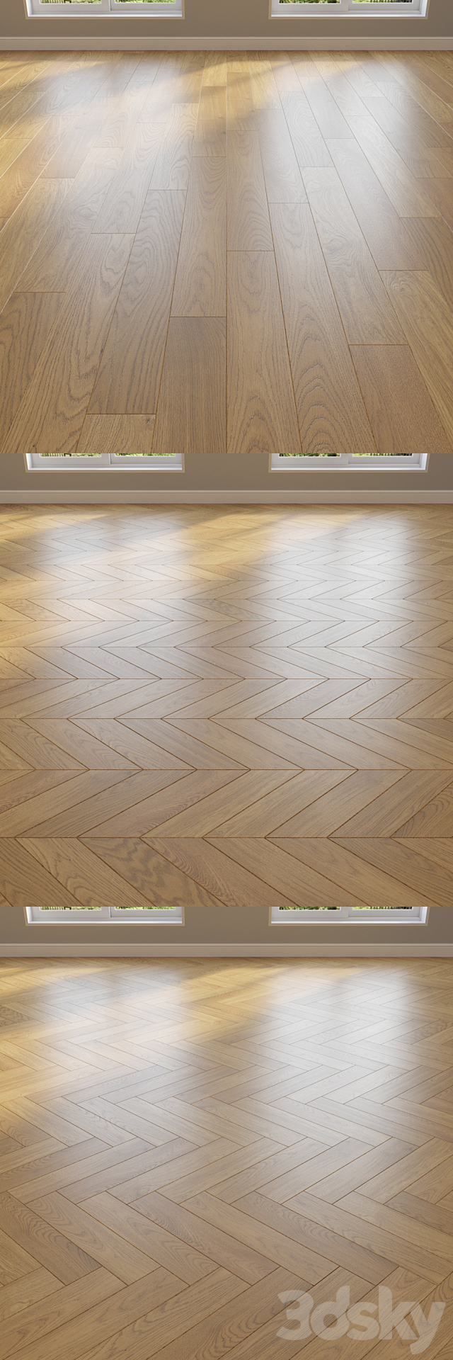 Parquet Oak 2 types layout herringbone chevron and linear setduo31 3ds Max - thumbnail 3