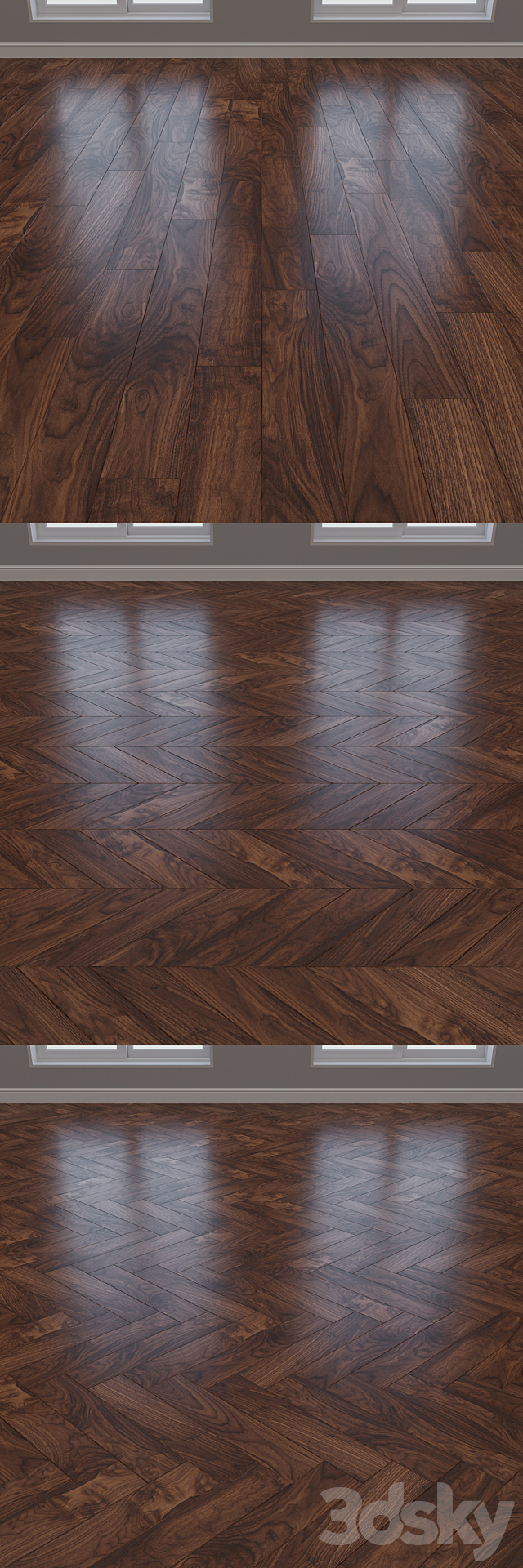 Parquet Oak 2 types layout herringbone chevron and linear setduo36 3DS Max Model - thumbnail 2