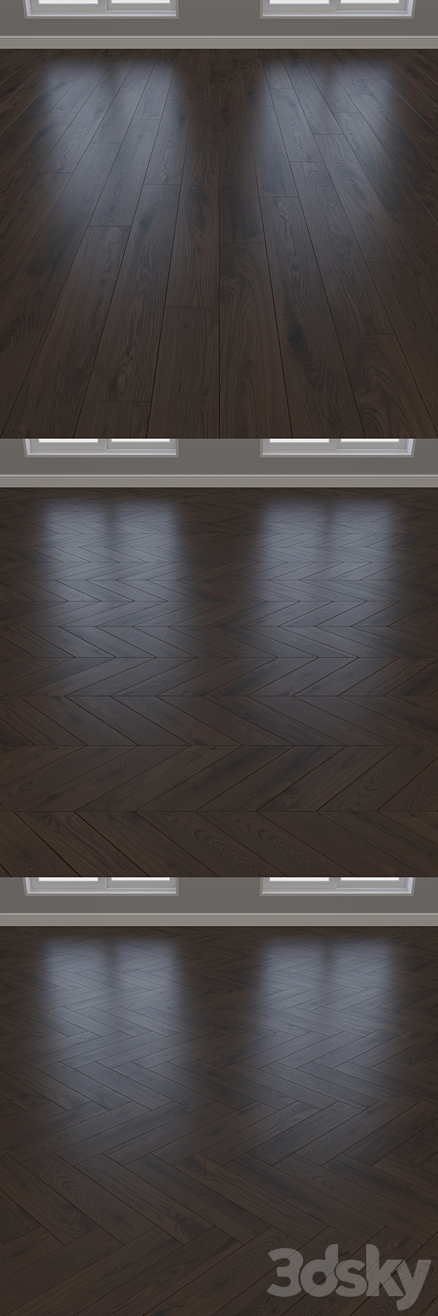 Parquet Oak 2 types layout herringbone chevron and linear setduo36 3DS Max Model - thumbnail 3