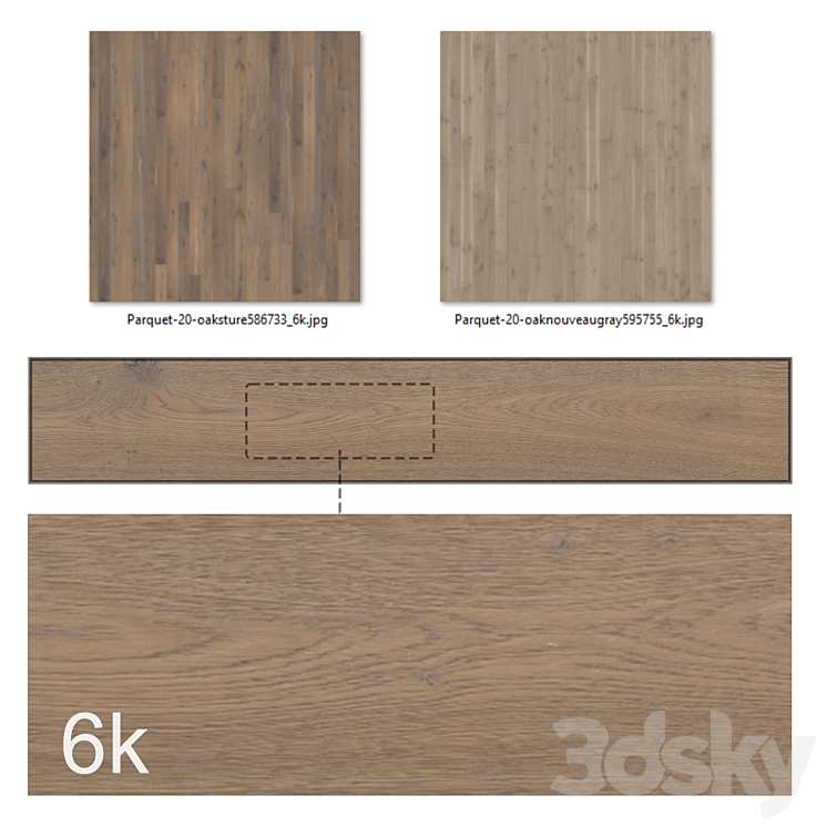 Parquet set 20 – Bundle – 2 Types of oak \/ 6k textures 3DS Max Model - thumbnail 2