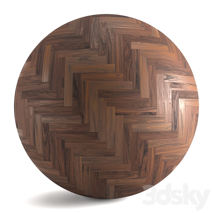 Seamless texture of American walnut parquet. PBR 3DS Max - thumbnail 1