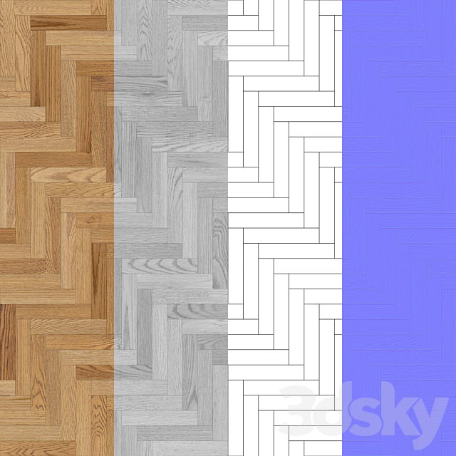 Seamless texture of parquet from solid oak v2. PBR 3DS Max Model - thumbnail 2