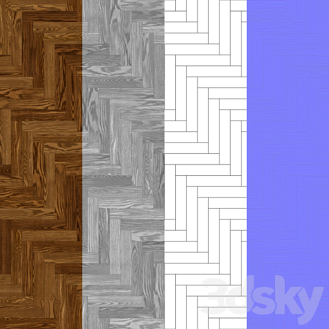 Seamless texture of solid oak parquet. PBR 3DSMax File - thumbnail 2