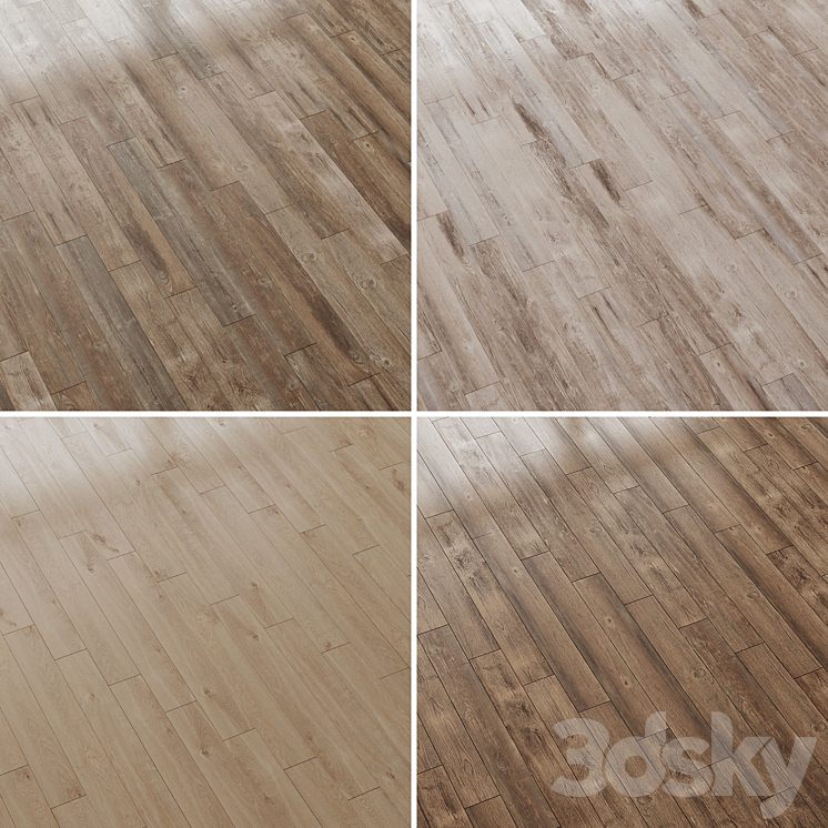 Wood floor Pine Oak Set 3 3DS Max Model - thumbnail 2