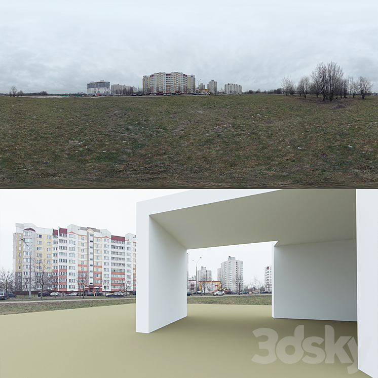 Hdri. December. Panel houses 3DS Max - thumbnail 1