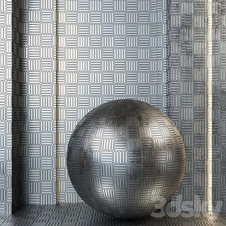 4k metal pattern set 01- Seamless tileable PBR 3DS Max Model - thumbnail 1