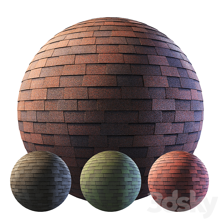 Flexible shingles Type 1 3DS Max Model - thumbnail 1