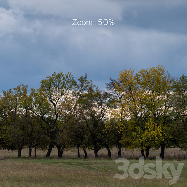 Cloudy panorama with autumn trees. 2 pcs 3DS Max Model - thumbnail 4