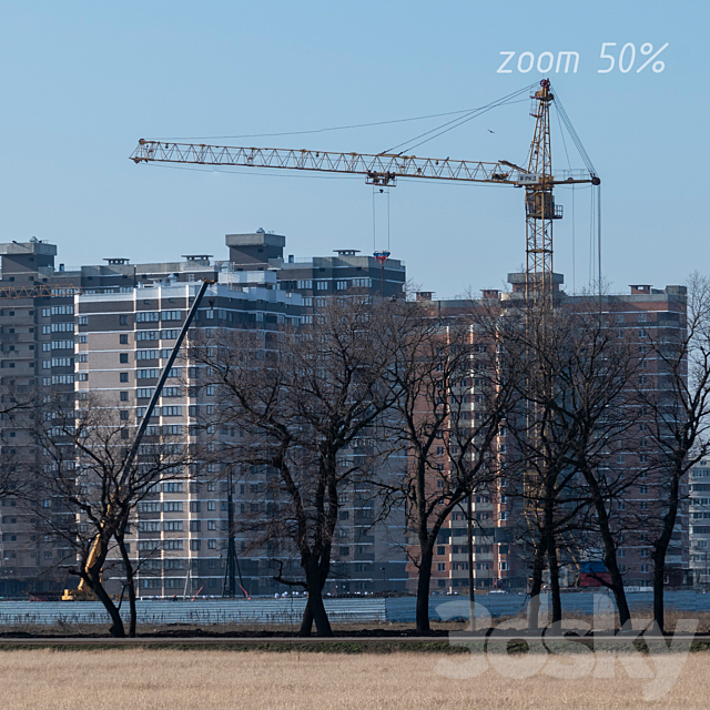 Countryside panorama of new buildings and trees 3DS Max Model - thumbnail 3