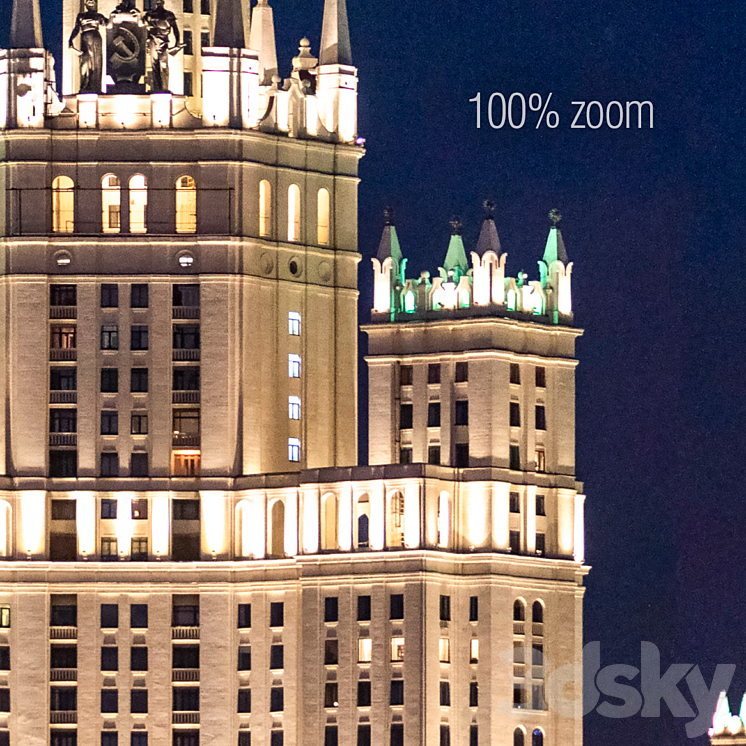 Night view of the Kremlin and the Moscow River 3DS Max - thumbnail 2