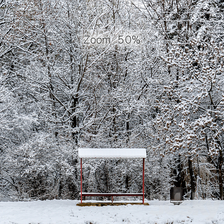 Panorama of the park with a lake and snow-covered trees. 46k 3DS Max - thumbnail 2