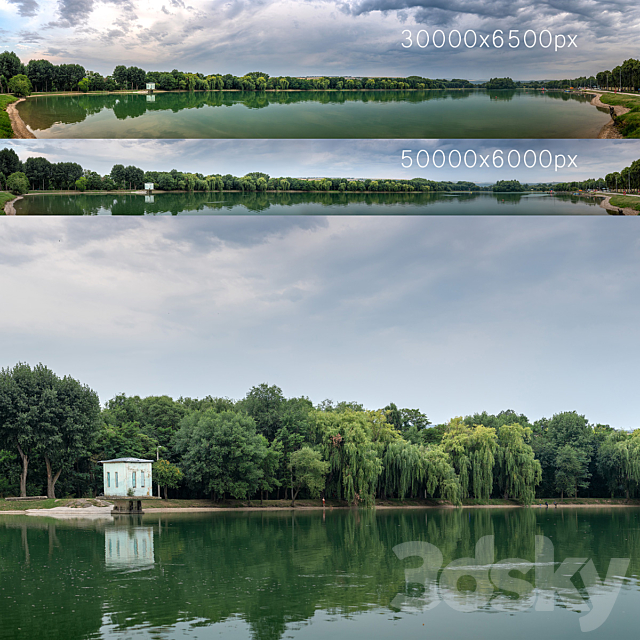 Panorama with a lake and trees v2. 30-50k 3DSMax File - thumbnail 1