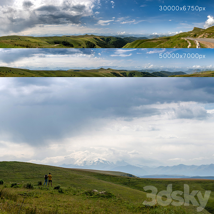 Panorama with Elbrus and hills. 2 pcs. 30-50k 3DS Max - thumbnail 1