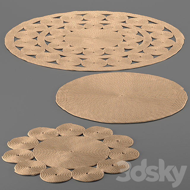 Jute carpet set handmade Jute Carpet 3ds Max - thumbnail 1