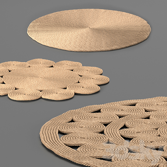 Jute carpet set handmade Jute Carpet 3ds Max - thumbnail 2