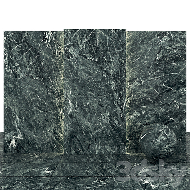 Alps dark green marble 3DS Max Model - thumbnail 2