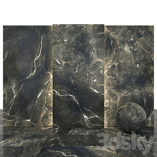 Black Deep Glossy Marble 3ds Max - thumbnail 1