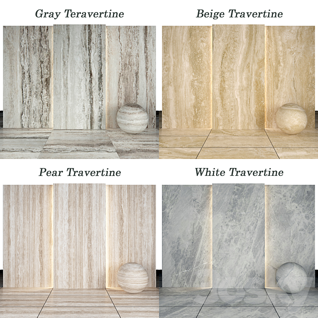 Collection Travertine 02 3DS Max Model - thumbnail 2