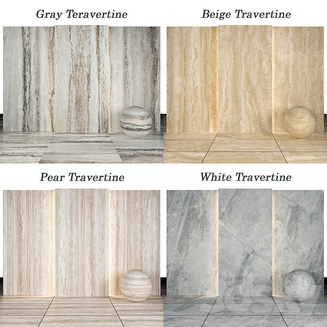 Collection Travertine 02 3DS Max Model - thumbnail 3