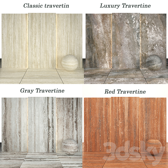 Collection Travertine 03 3DS Max Model - thumbnail 2