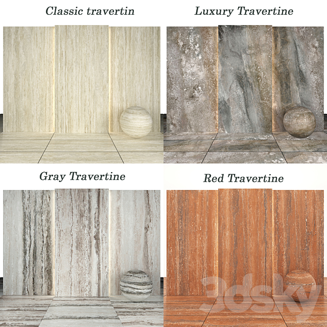 Collection Travertine 03 3DS Max Model - thumbnail 3